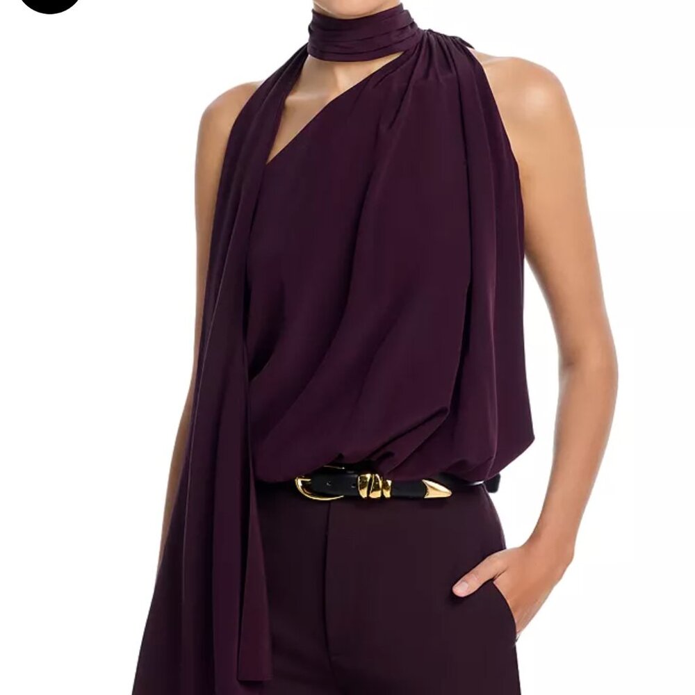 A.L.C Celeste Silk Halter in Burgundy